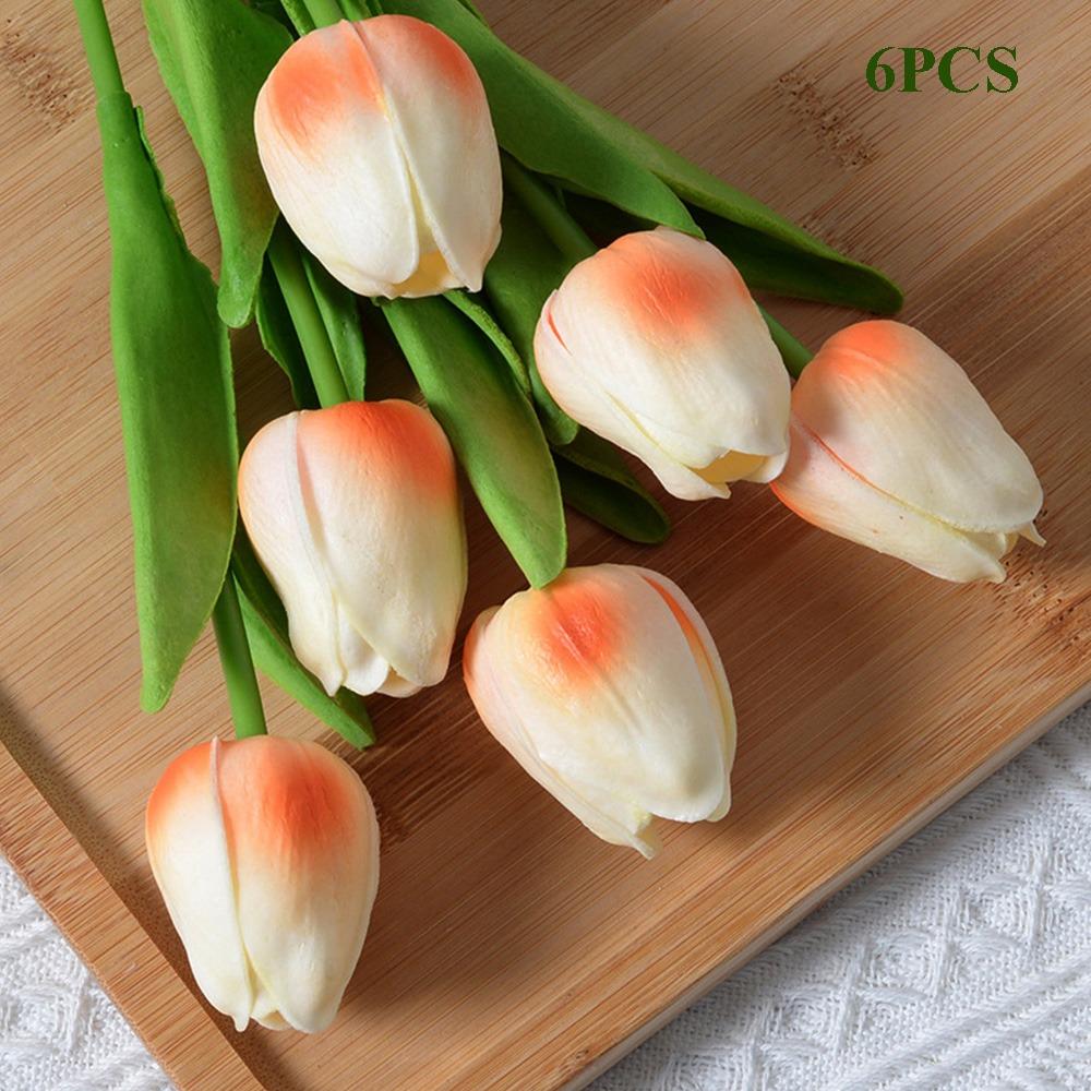 6 Stück Neue Plastik-Tulpen mit Echt-Touch 34*3cm 10 Farben Simulationsblumen-Dekoration Tisch Haus Hochzeit Dekor Heimdeko