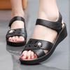 Elegant Women's Wedge Heel Sandals: Breathable, Solid Color, Soft Sole, Wear-Resistant, Fashionable Mom's Slip-ons