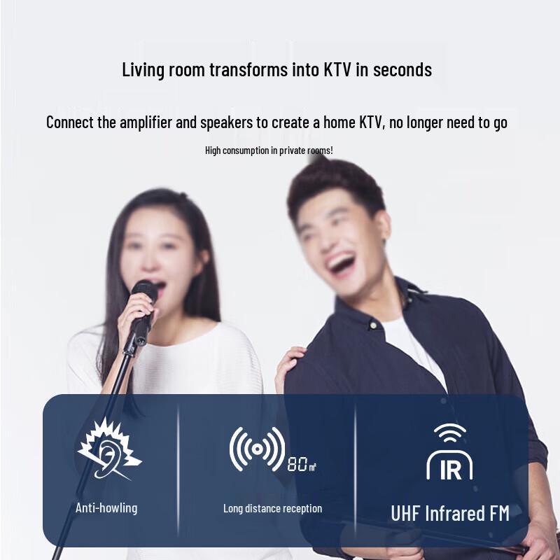 HuiDu Professional Dual U-Band Wireless Microphone System (CN Version)