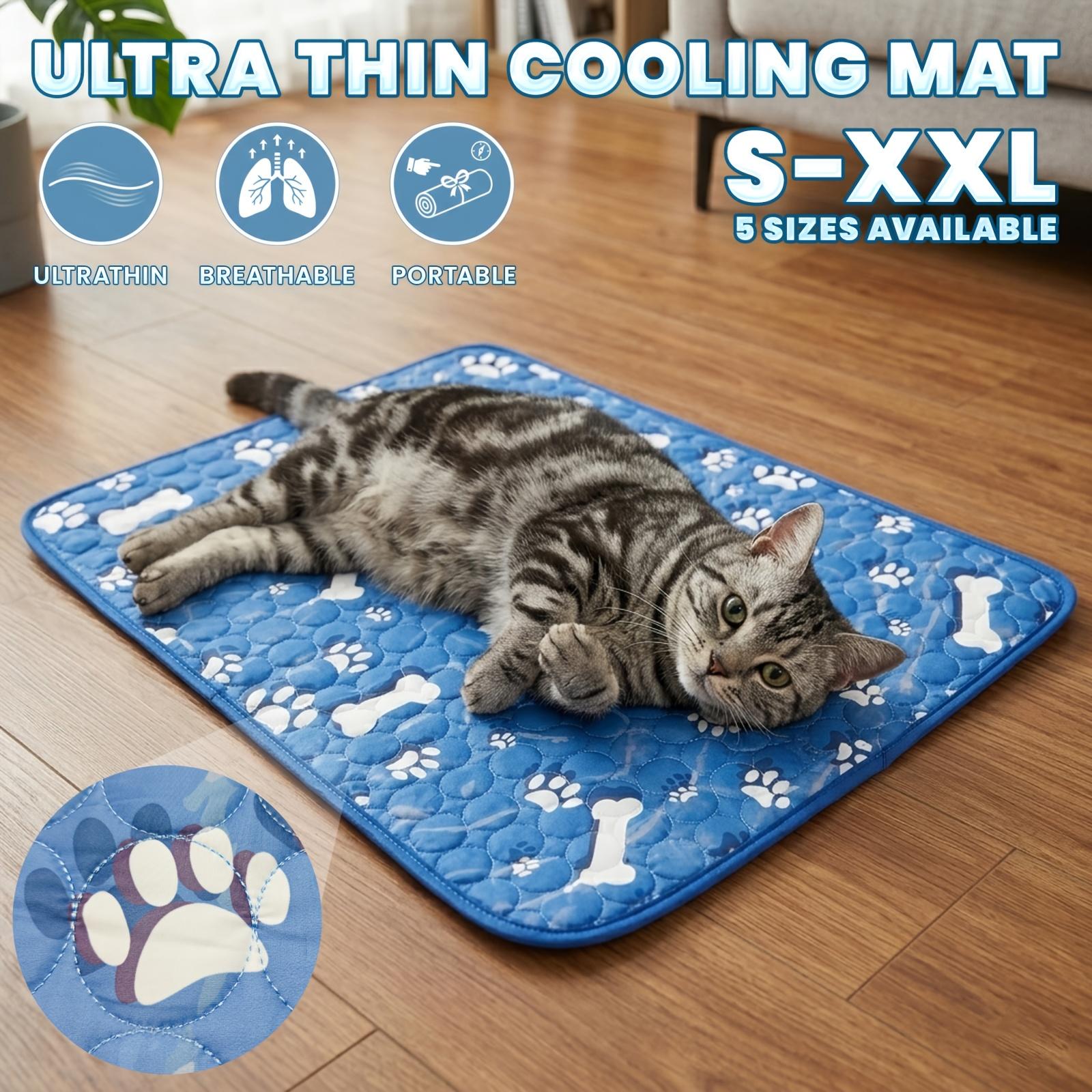 Extra großes kühlendes Katzen- und Hundebett - Knochenmuster Sommer-Eismatte Geeignet für kleine/mittlere/große Haustiere, Atmungsaktives Netz-Kühlpolster S-45x32cm