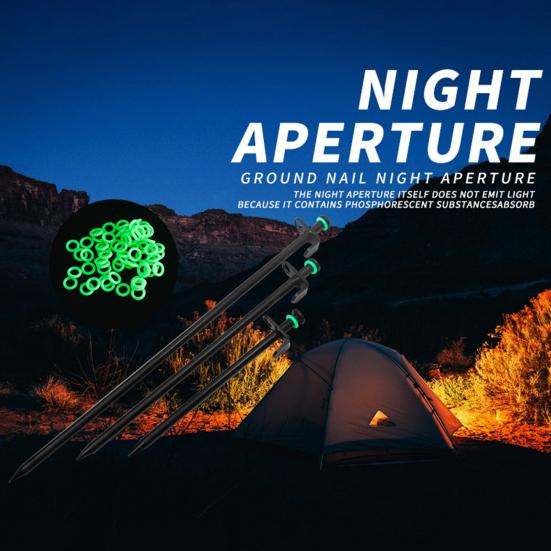 50Pcs High Elastic Anti-aging Silicone Tent Stakes Rings Fluorescent O-ring Ground Pegs Rings Camping Accessories