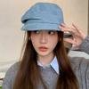 Cowboy beret women's retro octagonal hat big head circumference sun protection painter hat versatile face small sunshade cloud hat autumn