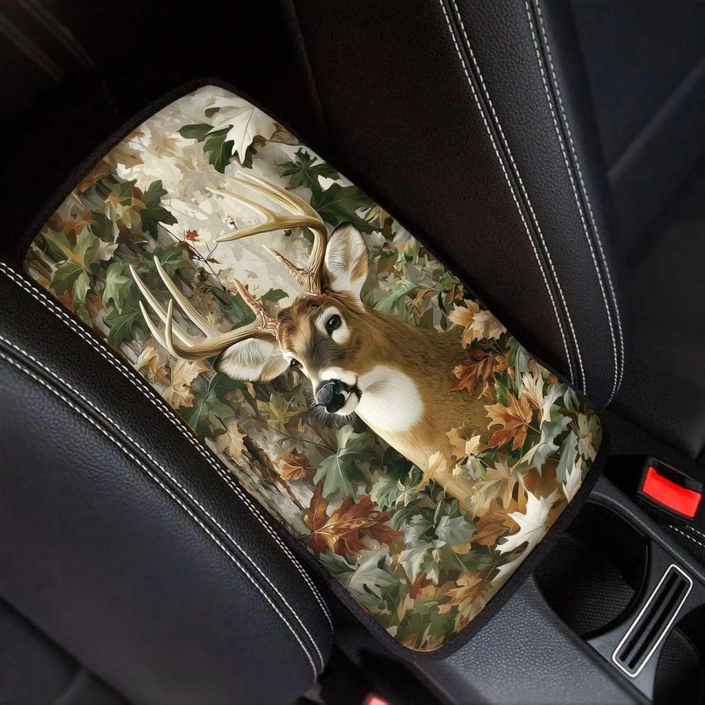 Dreaweet Stylish Spider Web Printed Black Car Center Console Armrest Cushion Cover Pad Soft Car Armrest Seat Box Cover Protector Auto Car Interior