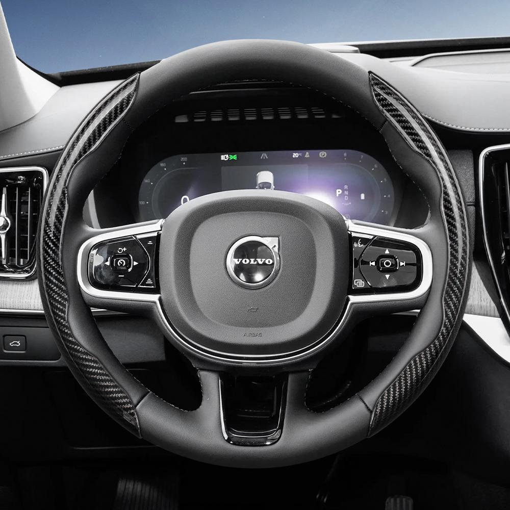 

Suitable for Volvo Carbon Fiber Texture Steering Wheel Cover with Segmented Quick-Release Design, Durable, Compatible with Models Such as Xc60