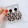 Fashion Leopard Print Stud Earrings, Personalized Geometric Round Acrylic Leopard Print Earrings