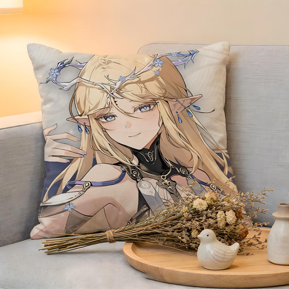 Cushion Cover  Linen SkinFriendly Soft Decorative Case For Sofa Home Decor WWuthering Waves Cartethyia Anime Game Pillow cover