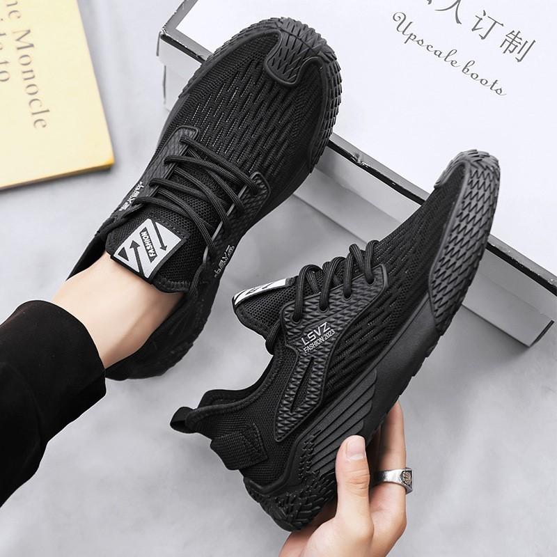 Men's Flying Woven Sneakers Summer Breathable Mesh Running Shoes Men's Shoes Street Daily Casual Single Shoes D371