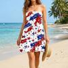 Women’s Strapless Casual Dress Sleeveless Tube Top Sundress with Firework and Star Pattern for Summer Holiday Beach Wear