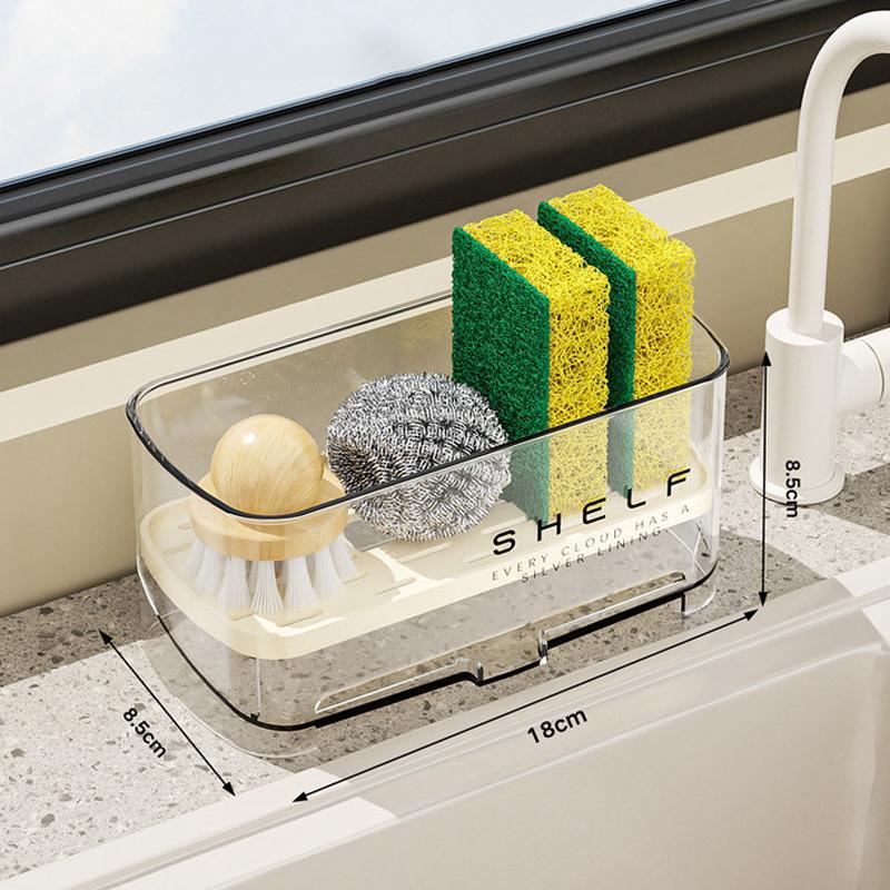 New Rag Rack Kitchen Sink Rack Household Wall-mounted Multi-function Sponge Pool Faucet Storage Artifact With Drain Design
