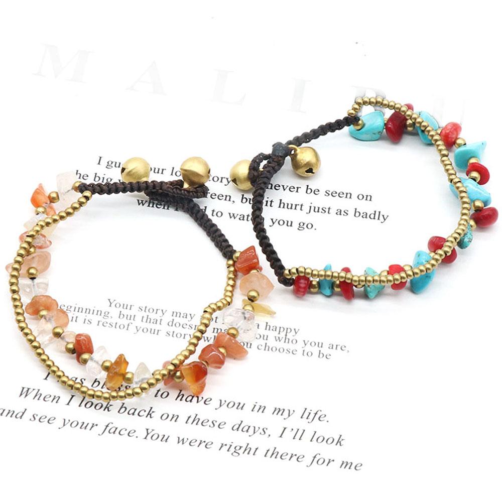 1 szt. Bransoletki z koralików z kamieni naturalnych w stylu bohemy, z kamieni kruszonych, dla kobiet i mężczyzn, do noszenia na co dzień, biżuteria, prezenty na święta, 18-18,5 cm