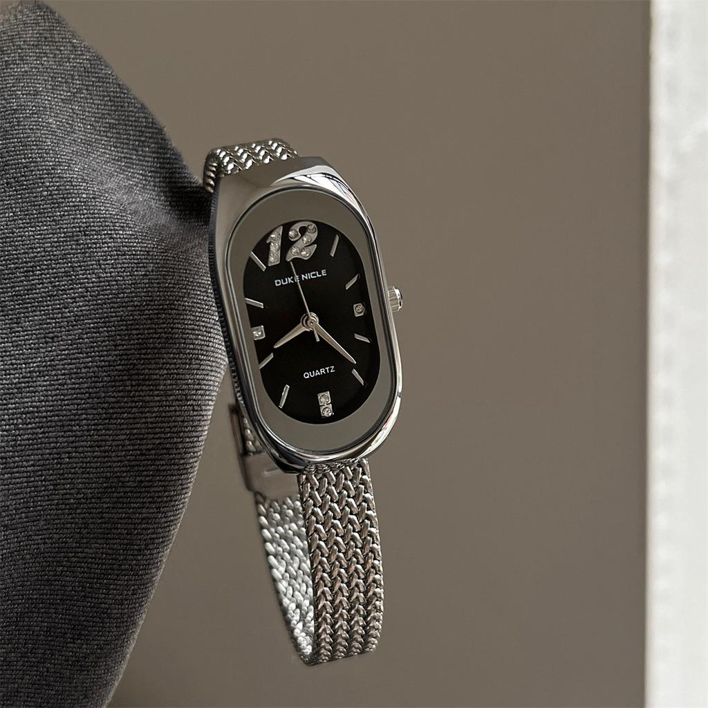 Fashion Oval Women's Watch Simple Stainless Steel Mesh Strap Waterproof Ladies' Watch Luxury Gold Watch for Women