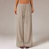 Women Casual Loose Fit Drawstring Waist Elastic Waistband Wide Leg Pants Lightweight Comfortable Lounge Trousers