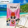 1PC Custom Name Beach Towel Powerpuff Adventure Beach Towel, Suitable for Camping, Travel, Beach Accessories, Super Absorbent, Family Gift