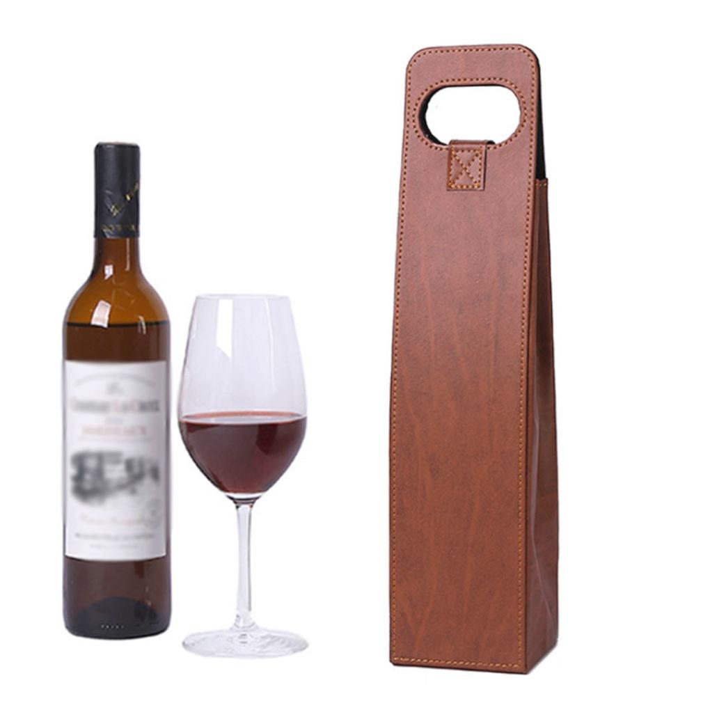 Leather Wine Carrier (Brown) Whiskey Gift Wine Bag