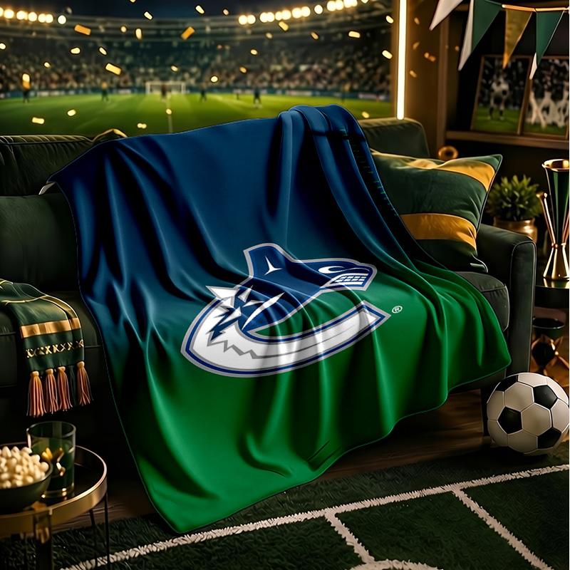 Hockey Team Vancouver-Canucks Throws Blanket Flannel Blankets Plush for Couch Bed Gifts for Men Women Travel picnic blanket Christmas fan gifts