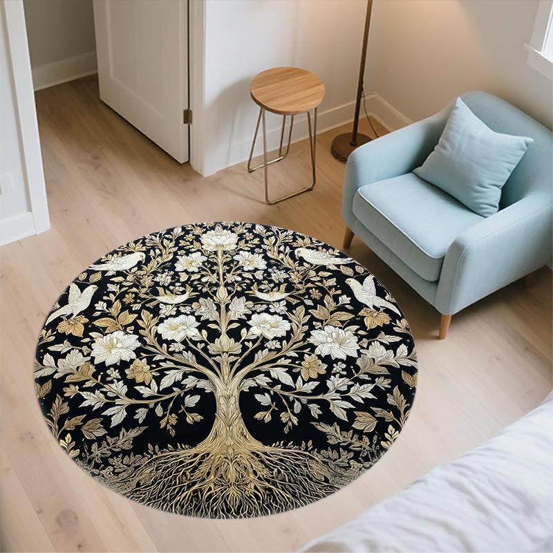 Tree of Life Pattern Round rug,Carpet Rug for Living Room Bedroom Sofa Playroom Decor,Non-slip Floor Mat,Holiday Gifts and Birthday Gifts