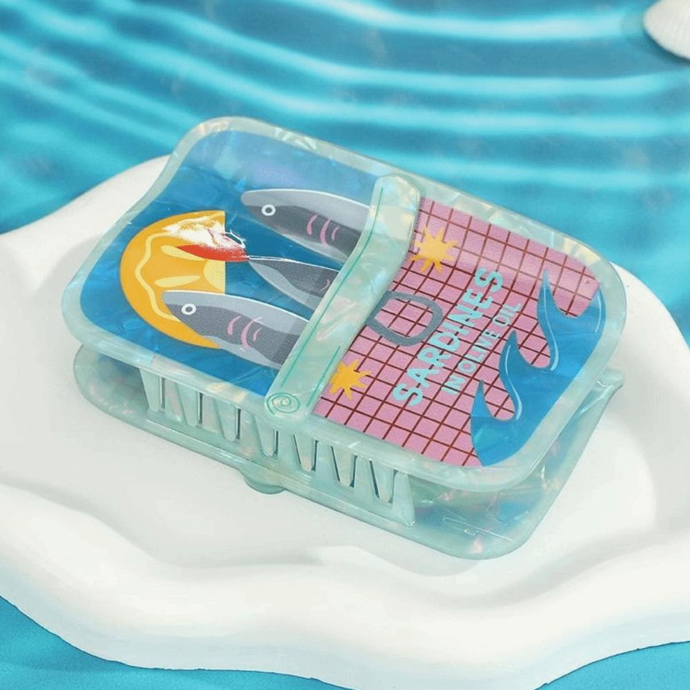 Sardine Can Small Fish Hair Clip Hairpin Square Fish Grab Clip Ocean Animal Hair Claw  Streetwear