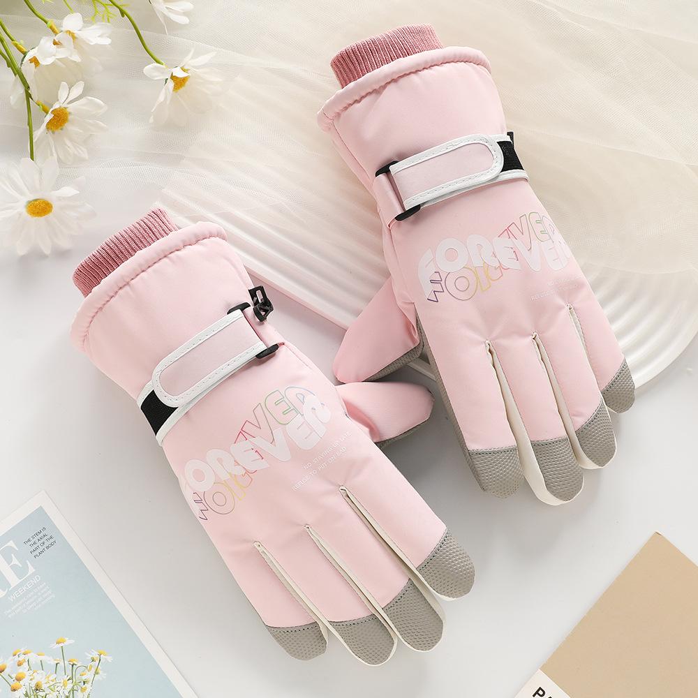 Ski Gloves for Men and Women Outdoor Winter Thickened Windproof Water Splashing Cold and Velvet Touch Screen Riding Warm Gloves