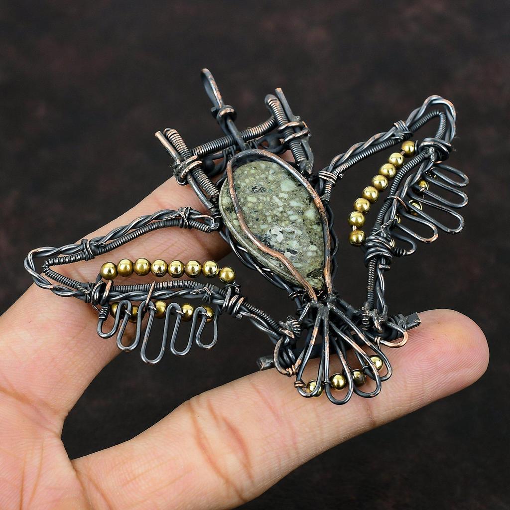 Azurite Malachite Pendant Copper Wire Wrapped Gemstone Jewelry Copper Pendant Handmade Jewelry Owl Pendant Wire Wrap Pendant Gift For Women