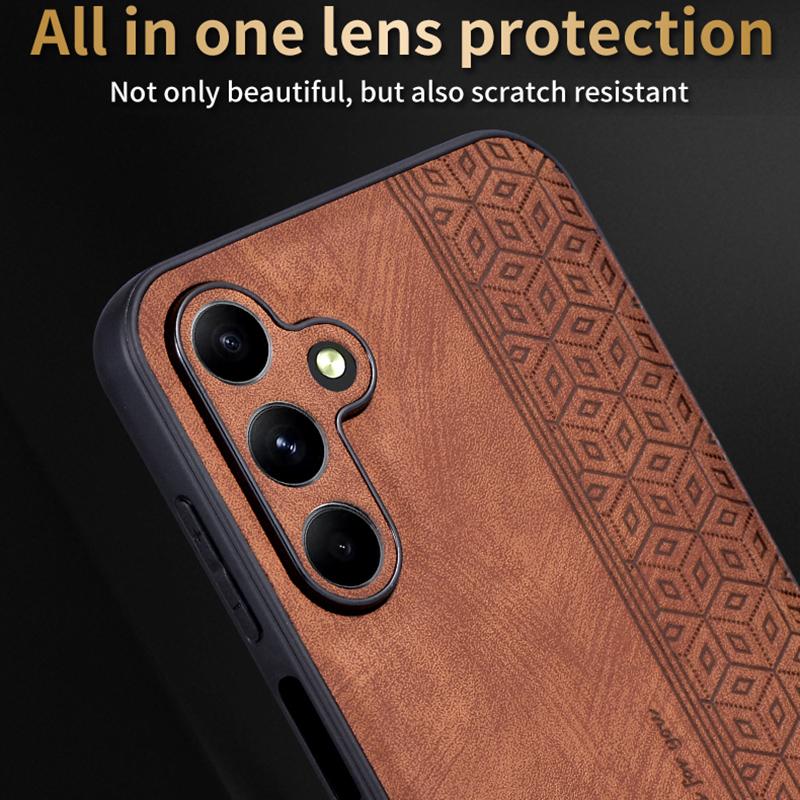 

AZNS For Samsung Galaxy A35 5G Cell Phone Case Imprinted PU Leather+TPU Cover Brown