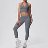 Seamless Knit Yoga Set: Breathable Halter Neck Bra & High-Waist Butt-Lifting Pants