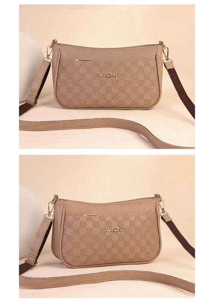 2026 Women's Versatile Plaid Crossbody Moon Bag - Large Capacity, Stylish for Middle-aged