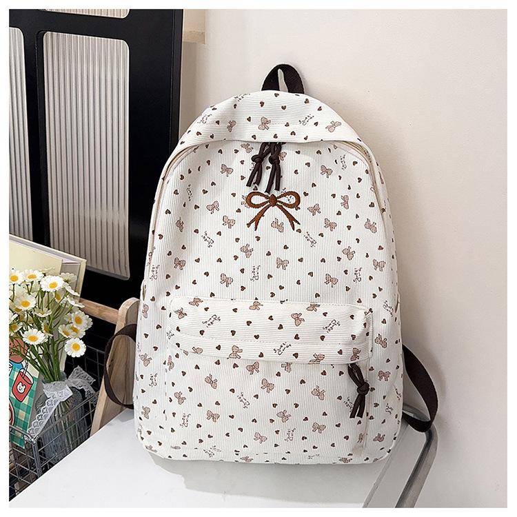 Schoolbag Corduroy Autumn and Winter New Large Capacity Backpack Student Class Commuter Versatile School Bag Going Out Travel Backpack Female
