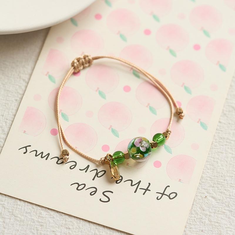 Luminous glazed flower red rope bracelet weaving simple and versatile men's jewelry gift bracelet origin