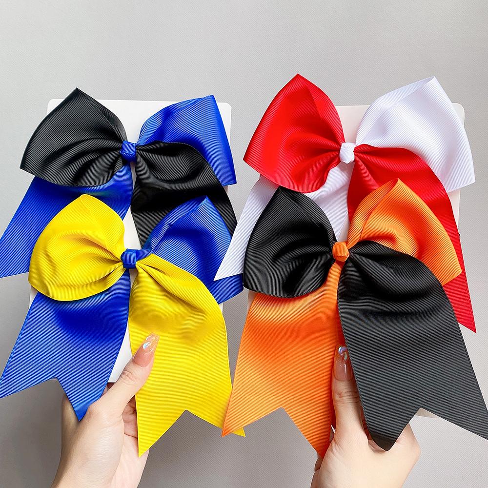 1Pieces 7.48Inch Cheerleaders Girls Elastics Grosgrain Ribbon Bow Rubber Bands Hair Rope Ponytail Holder Kids Hair Accessories