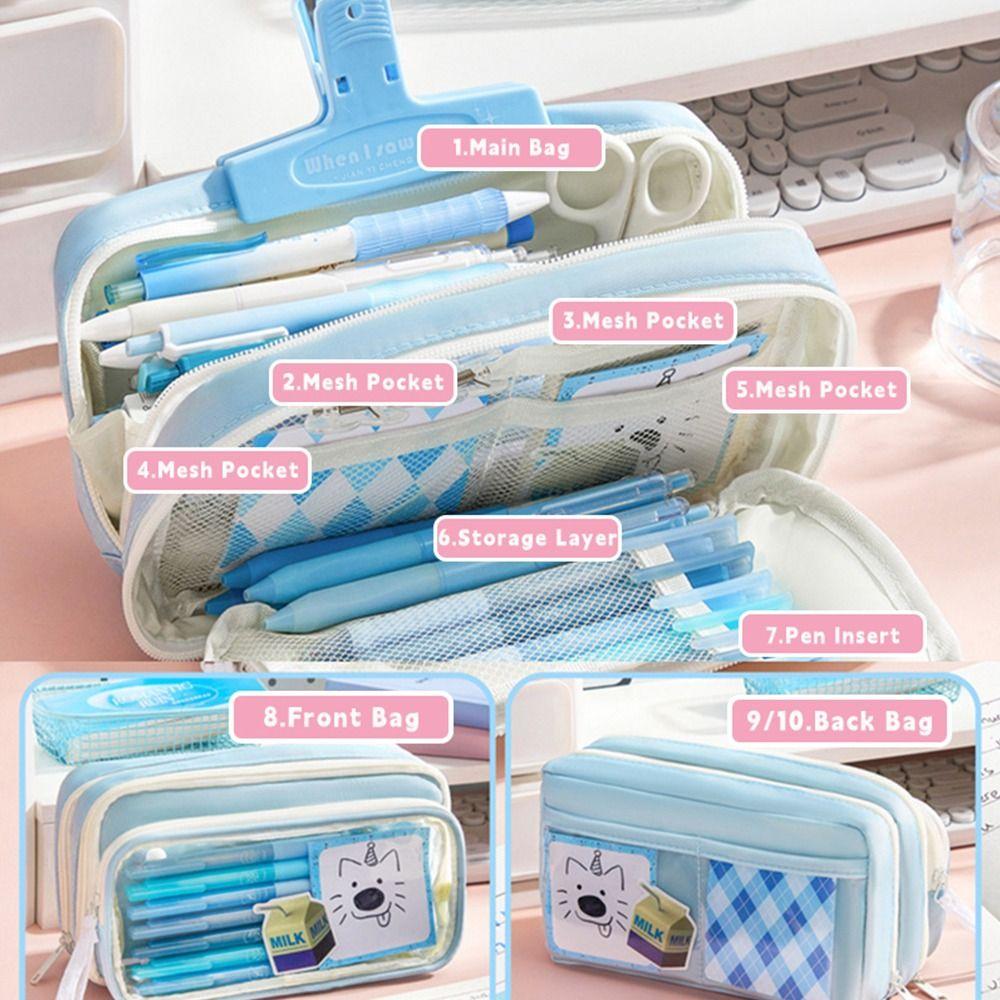 Large Opening Design Pencil Case Large Capacity Stationery Organizer Pen Box  School Office