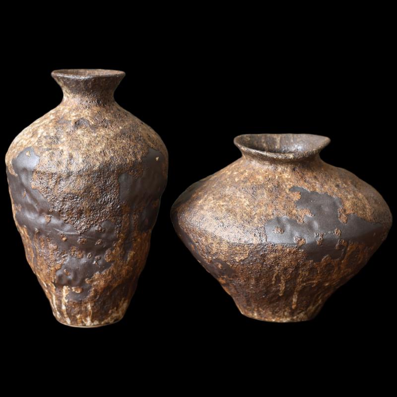 Retro Zen Deer Ceramic Vase Set (Large A+B)