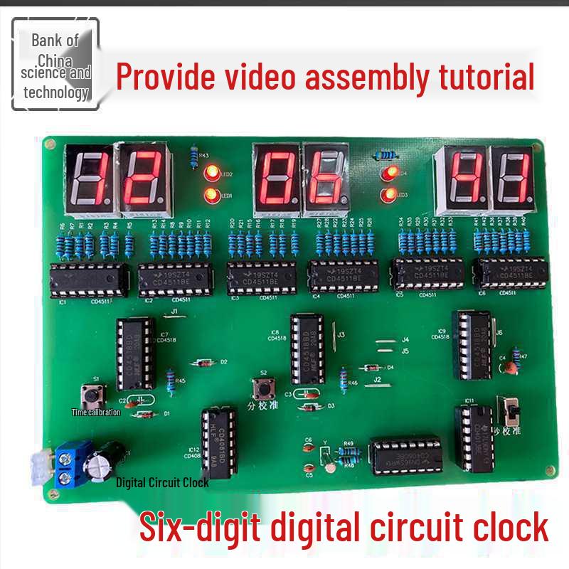 6-Digit Electronic Clock Kit: DIY Digital Circuit for Practical Training and Teaching.