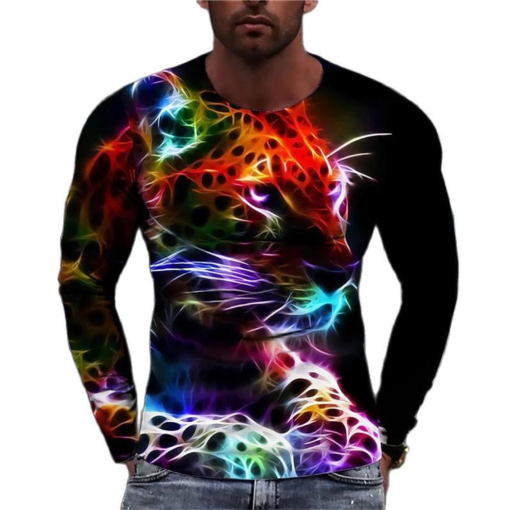 3D Tiger Tops Loose Crew Neck T Shirt Animal Mens Clothes Oversized Breathable Clothing