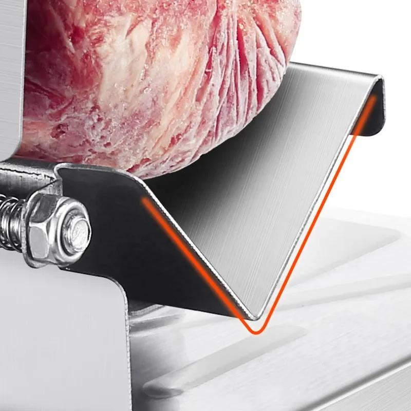 Hemkök Fryst Köttskärare Manuell Rostfritt Stål Lamm Nötkött Skärare Skärmaskin Automatisk Köttmatning Halkfritt Handtag
