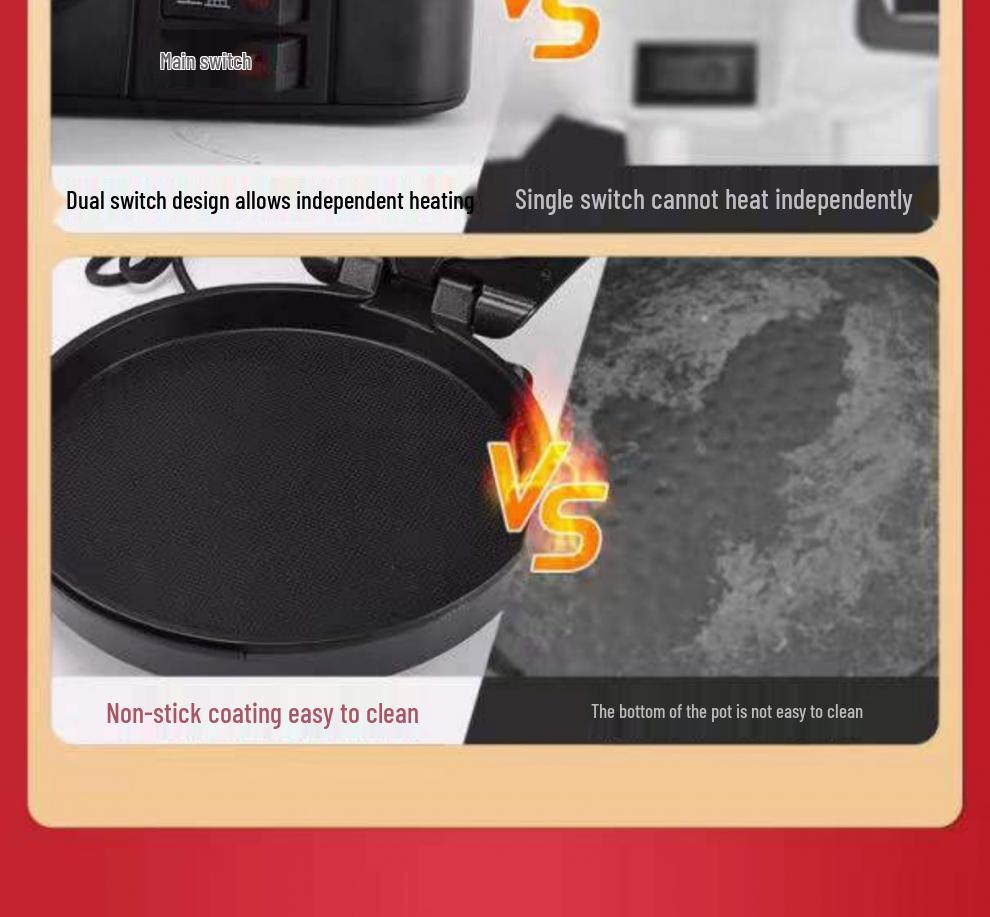 Double-Sided Electric Griddle: Multifunctional Pancake & Crepe Maker, New Deepened Model