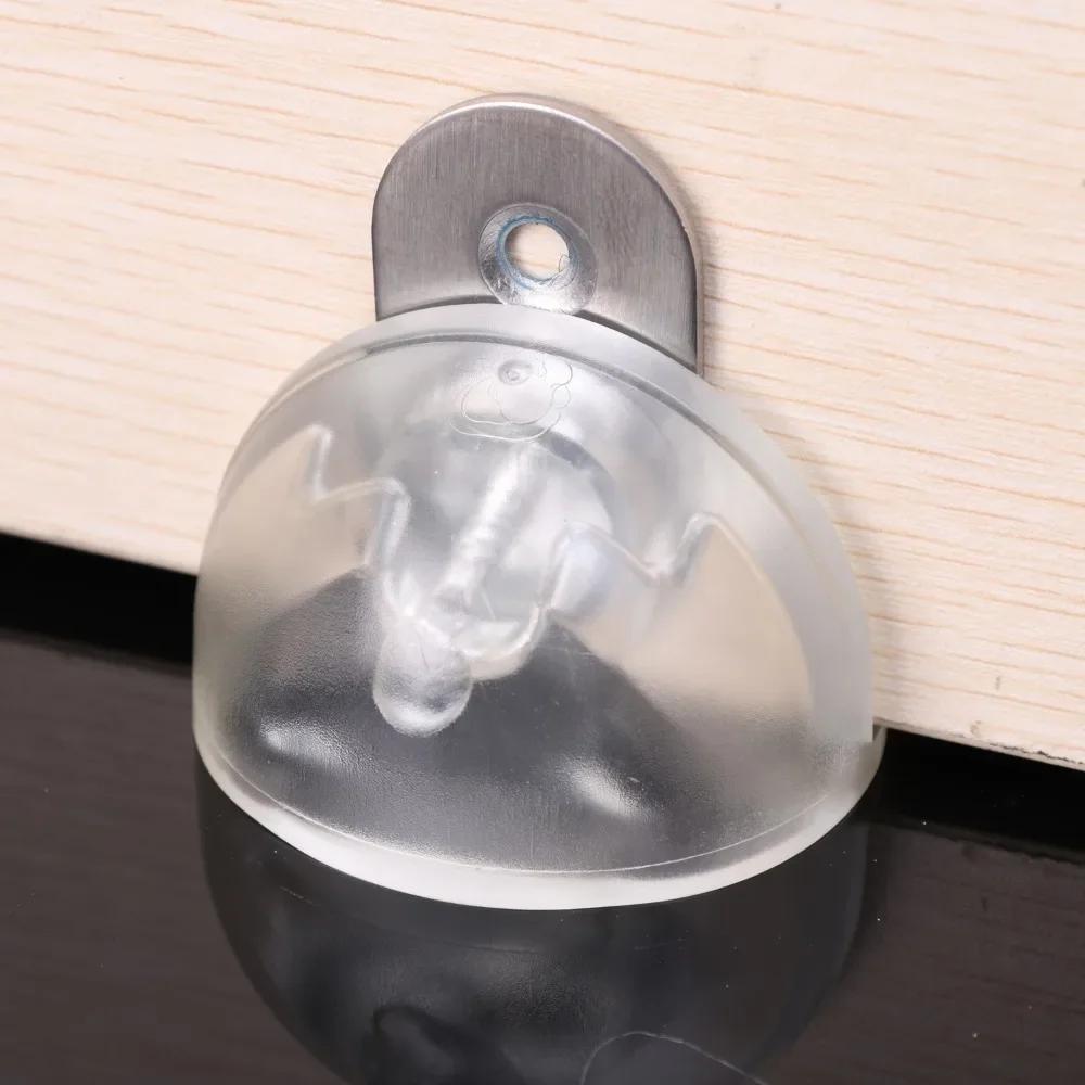 Magnetic Silicone Door Stops Hidden Stainless Steel Semicircle Door Stops Catch Floor Mounted Nail-free Doorstop Hardware Tool