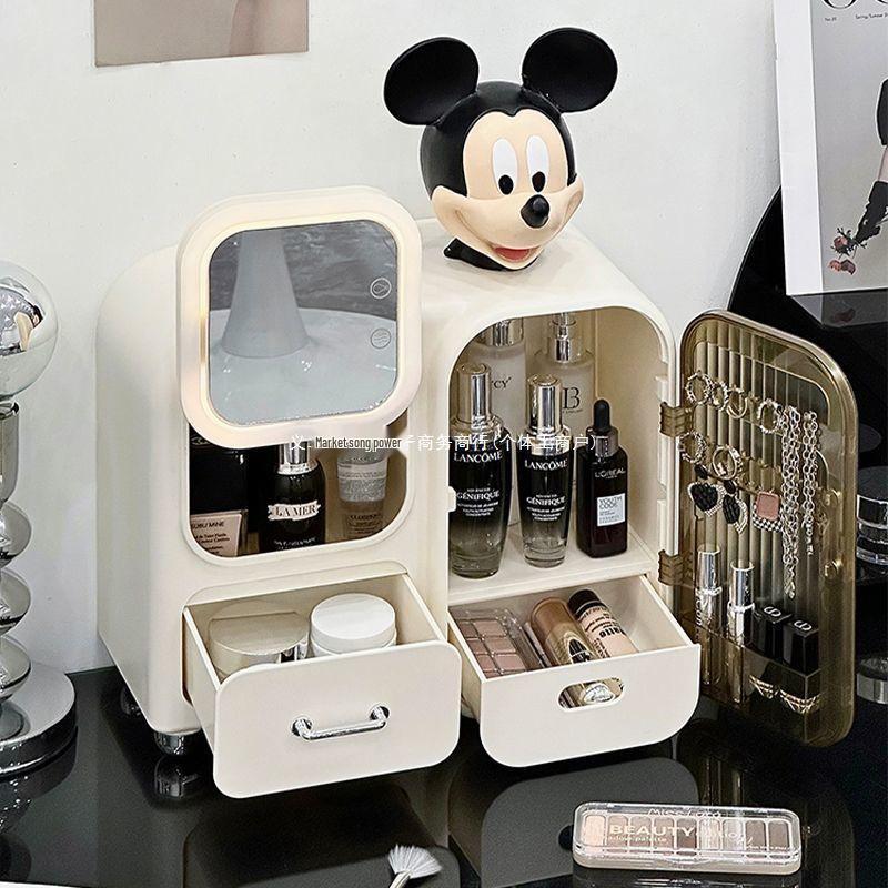 Desktop Cosmetic Storage Box with Mirror and Cabinet