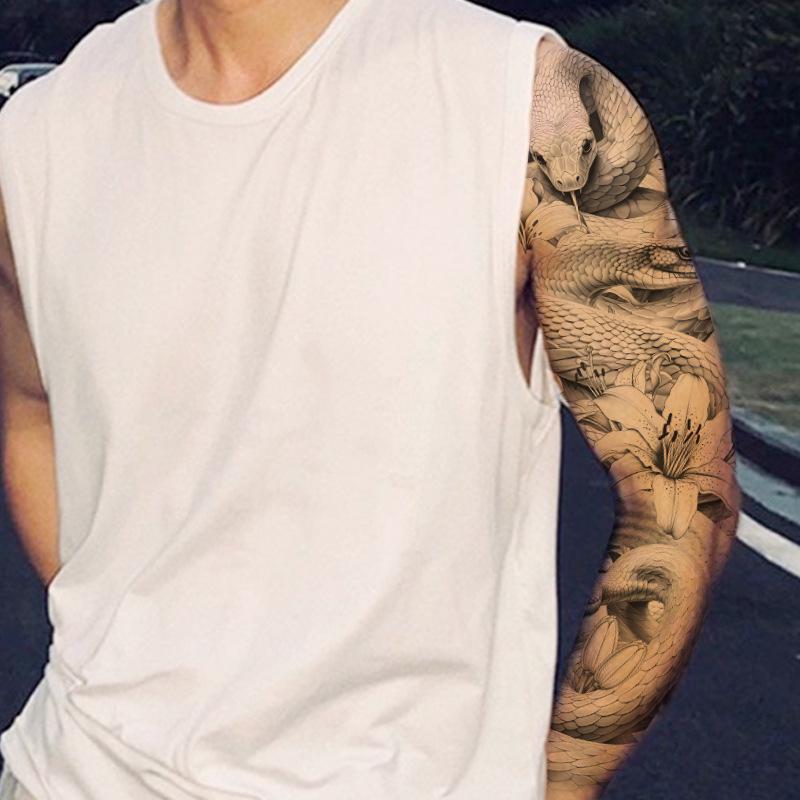 Long Flower Full Arm Waterproof Temporary Tattoo Stickers