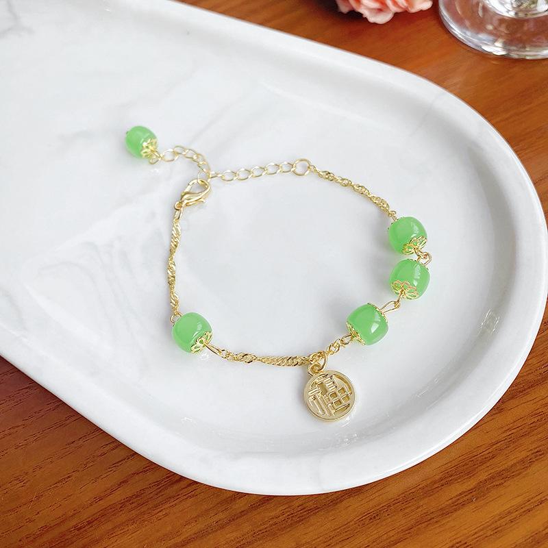 

Retro green Fu brand bracelet girls niche high-end bracelet ethnic style bracelet