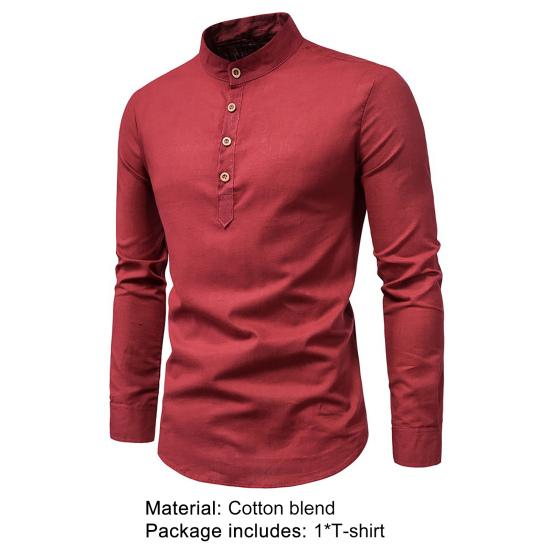 Business Shirt Anti-wrinkle Stand Collar Slim Formal Breathable Autumn Top for Work