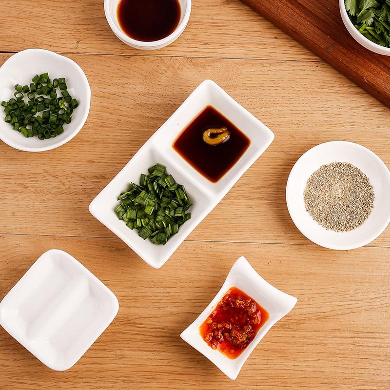 Elegant White Ceramic Multi-Compartment Sauce & Snack Dish