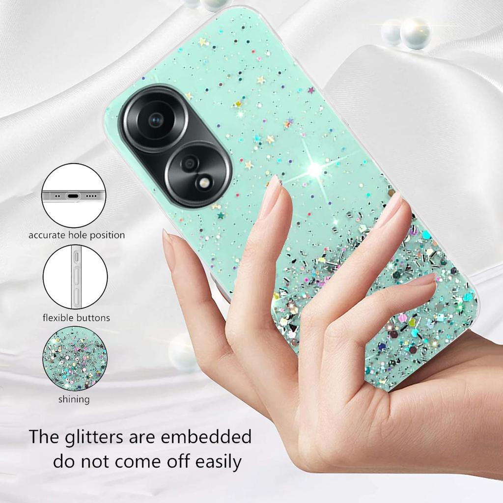 Case For OPPO A78 A58 A18 A38 A79 4G A98 A96 A76 A16 A15 A57 A77 5G Reno 10 Pro 8 7 Lite 6 Cover Transparent Glitter Glossy Bling Silicone Soft Slim