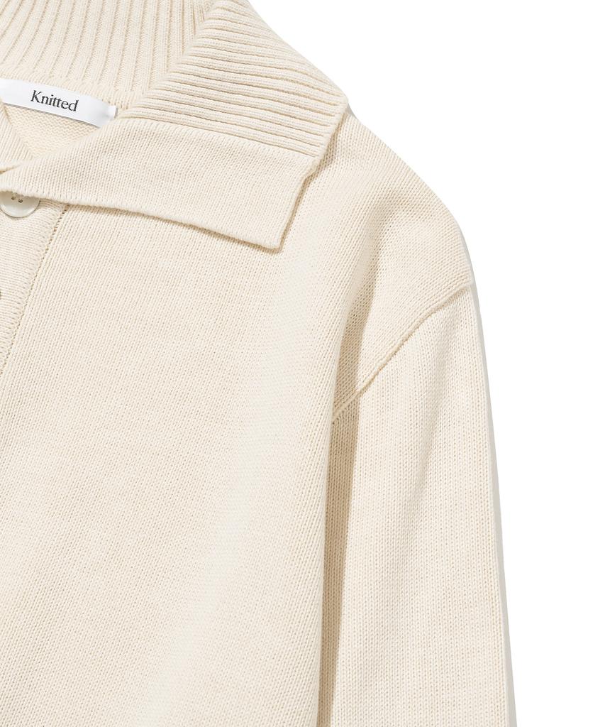 KNITTED Cotton Button Collar Knit Oatmeal