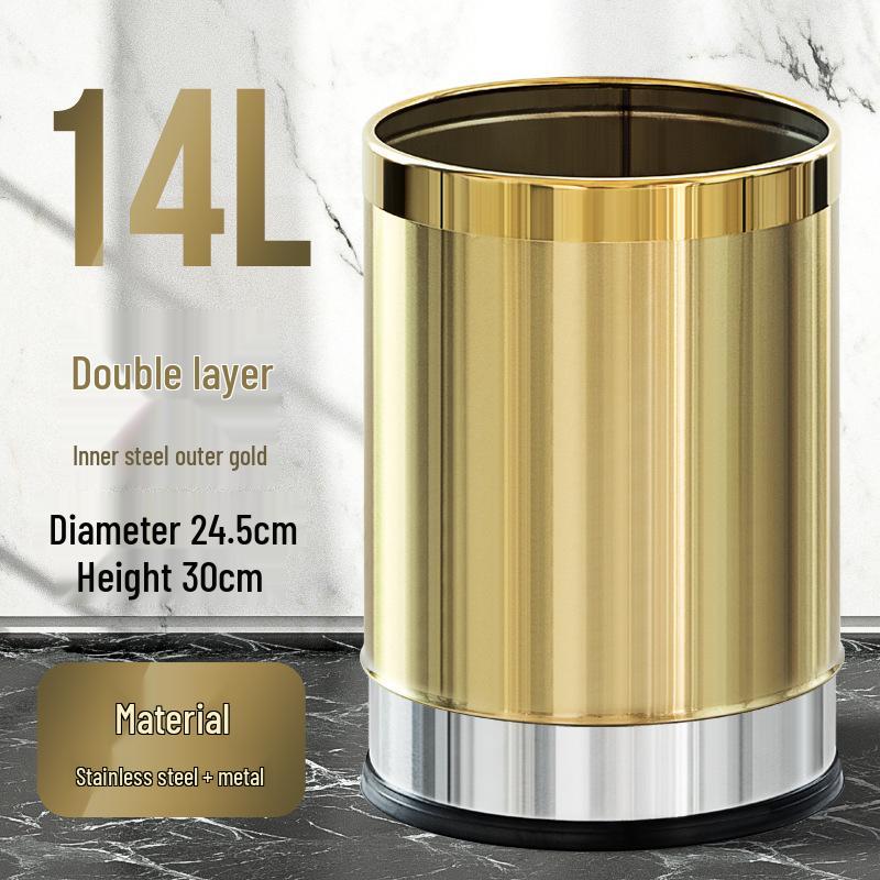 Stainless Steel Swing Lid Trash Can for Home and Kitchen, Light Luxury Design for Bathroom and Living Room.