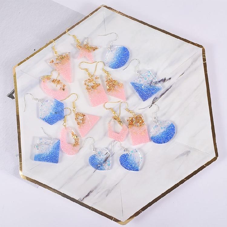 Diy Geometry-shaped Earrings Mould Crystal Epoxy Water Wave Silicone Mould