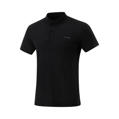 Polo a maniche corte da uomo traspirante a tinta unita con logo nero APLV039-2