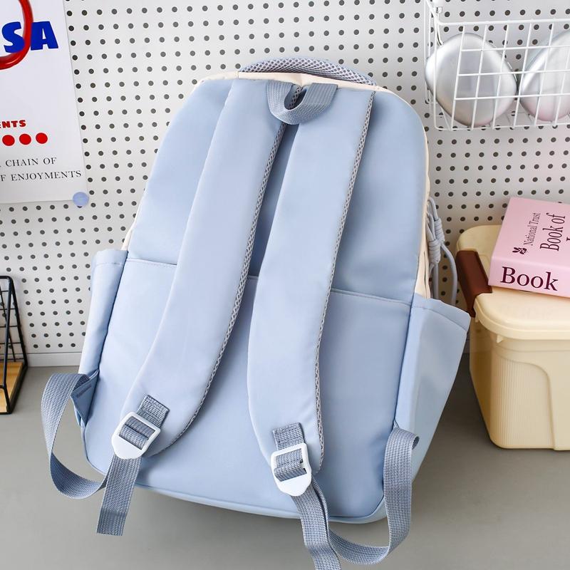 Large Capacity Backpack Student Lightweight Schoolbag Color Contrast Backpack