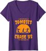 If Zombies Chase Us I'm Tripping You Funny Zombie Ladies' V-Neck Tshirt Unisex T-Shirt
