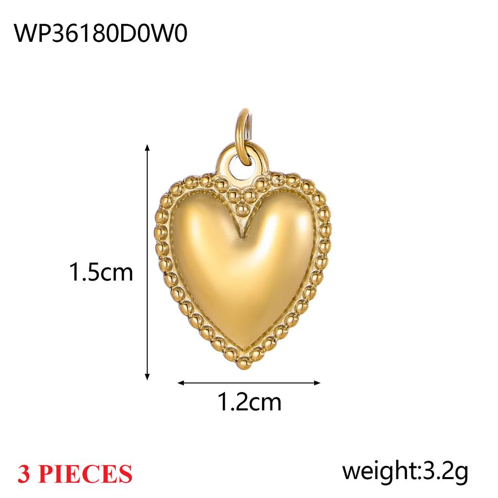 3PCS/LOT CARLIDANA 18K Gold Plated Stainless Steel Oil Drop Heart Charms for DIY Bracelet Necklace Jewelry Making