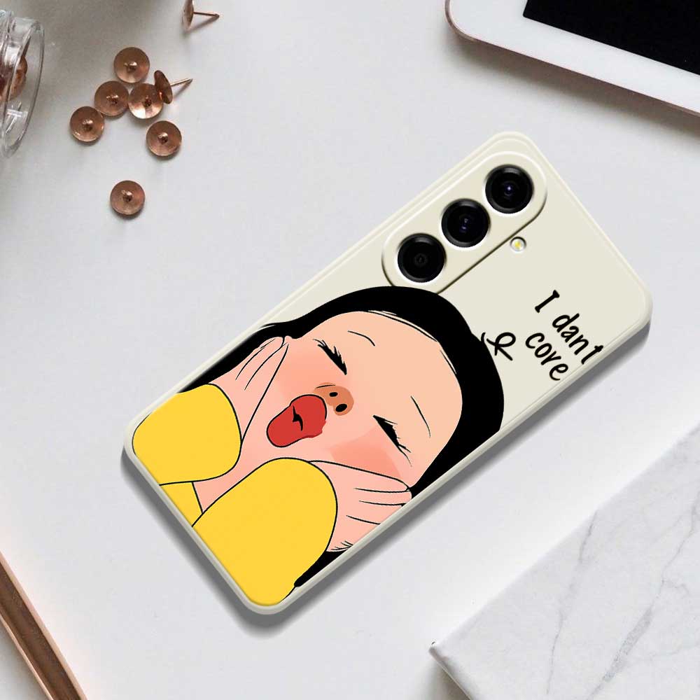 For Samsung Galaxy A56 5G Case Girl Holding Face Pattern Printing Straight Edge TPU Phone Back Cover